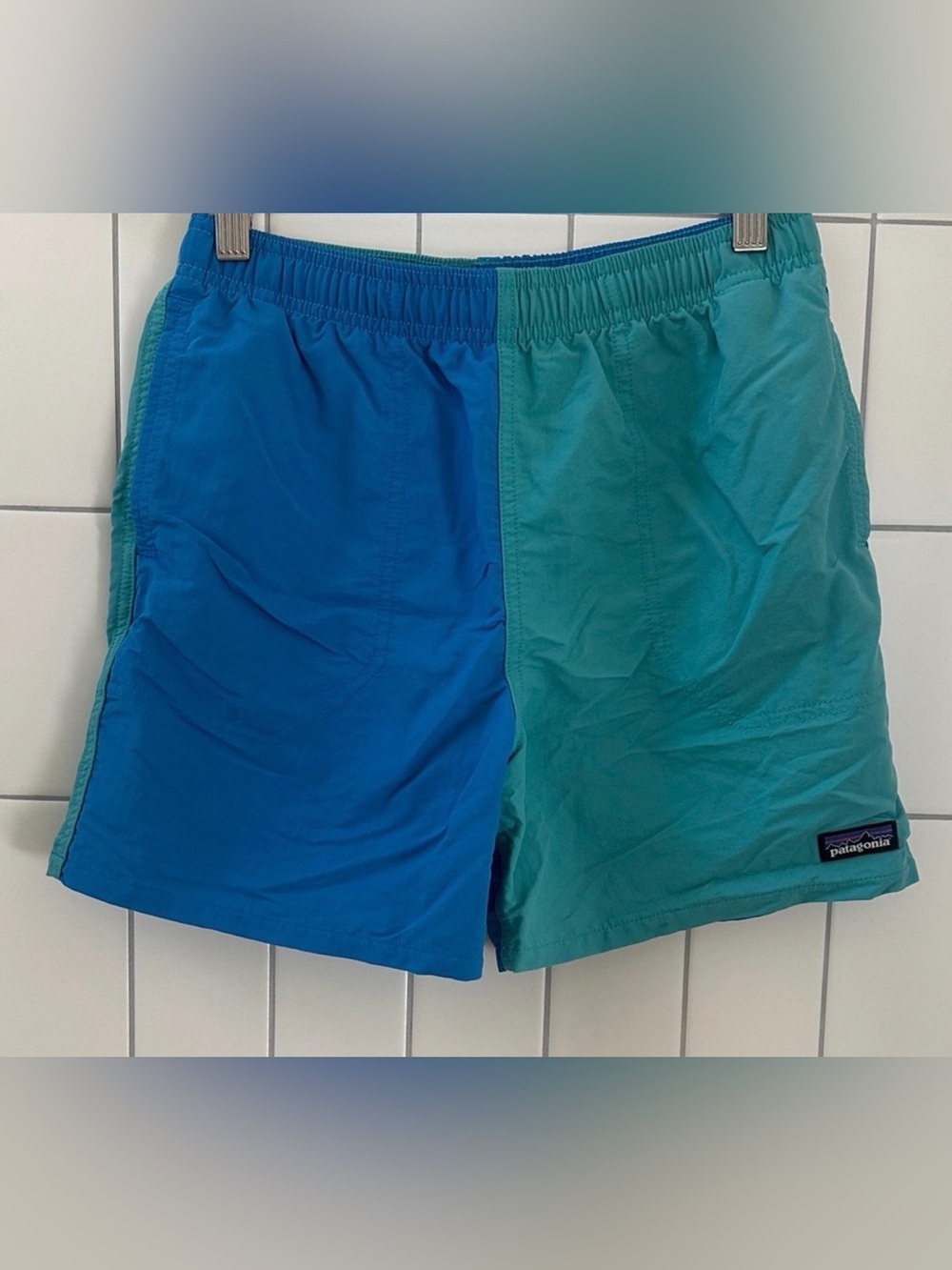 Patagonia youth Two-Tone Teal & Blue Swim Trunks
